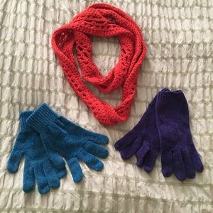 Scarf Glove Set|purple blue red|Soft,Knit,Handmade